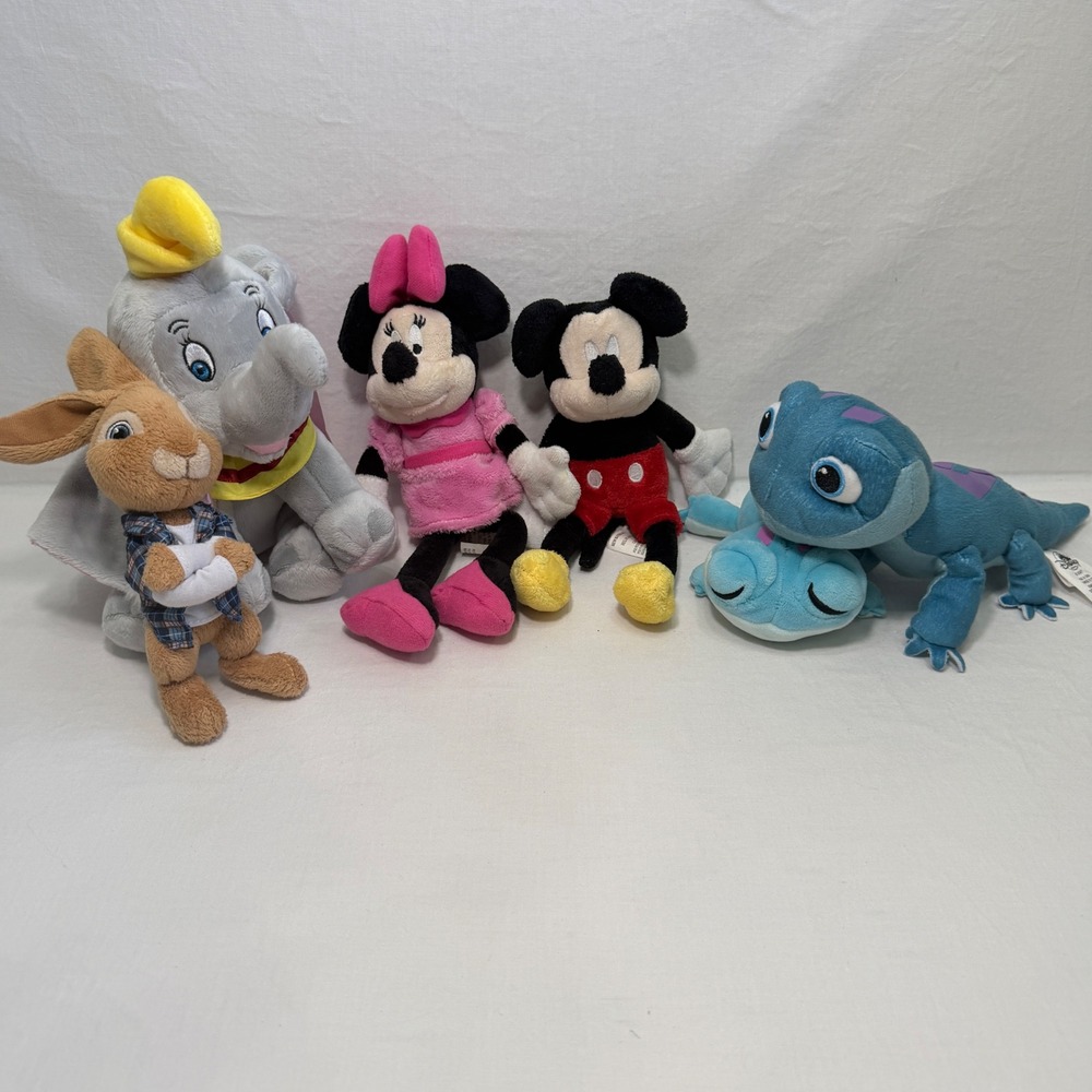 Disney Plush Lot 6 Mickey Minnie Dumbo Frozen 2 Bruni Mini Cuddleez Bunny Toys